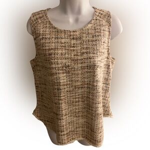 W5 Textured Tan Sleeveless  Top - M tan cream textured   Poly spandex